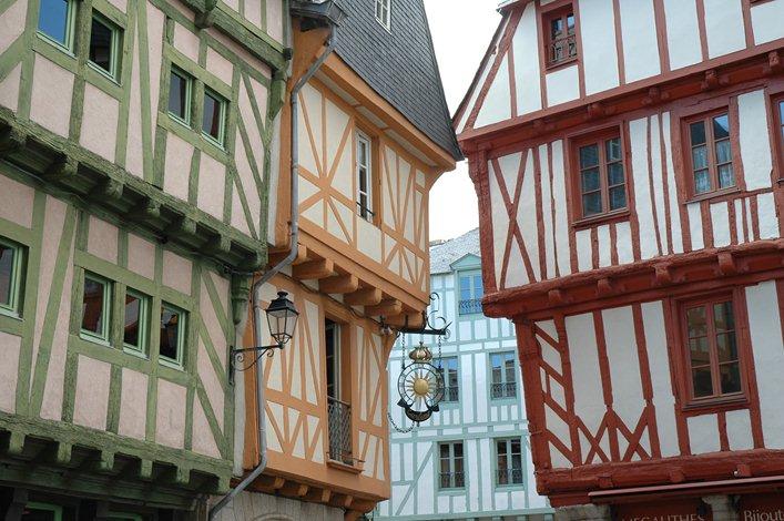 Maisons à pans de bois dans le vieux centre de Vannes