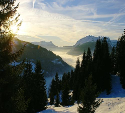 Soleil couchant sur la montagne
