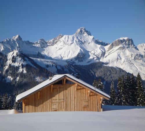 Chalet enneigé à Combloux