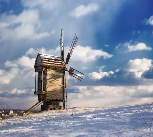 Moulin sous la neige aux Menuires
